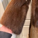 1960s Genuine Fur Penny Lane muskrat/mink Coat with Pockets and Fur Belt small Brown Photo 1