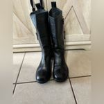 Tory Burch  Leather Animal Print Black Moto Boots Size 8.5 Photo 3