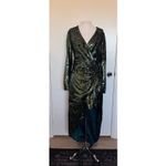 SIMKHAI Emersyn Ruched Sequined Tulle Midi Dress in Emerald Size 8 Green Photo 2