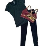 Three Piece Activewear Set for Women. Size Small. Black Photo 0