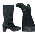 Clarks  Artisan Active Air Black Leather Tall Knee High harness Heel Boots sz 8.5 Photo 11