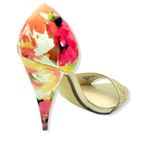 Steve Madden Delacaci D'Orsay Shoes Open Toe Cone Heels 8 Gold Glitter Floral Photo 2