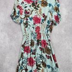 SheIn Blue Floral Ruffle Short Sleeve Knee Length Dress Small Photo 1