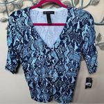 INC  blue python snakeskin print cardigan sweater NWT Small Photo 0