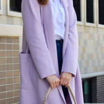 SØSKEN Heidi Long Sleeve Brushed Knit Collared Duster Cardigan Jacket Lavender Photo 0