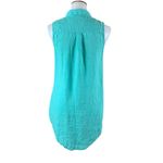 ONIA  Linen Shirt Dress Turquoise Sleeveless Resort Coastal Vacation Small Photo 2