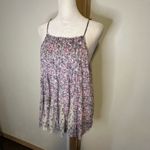 Free People  white, pink & gray lace pleated floral tank top size M Photo 2