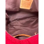 Coach Vintage 3602 Red Signature Jacquard Tote Bag Leather Trim Y2K Large Photo 13