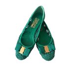 Salvatore Ferragamo  Varina Lace Bow Green Ballet Flats Size 6.5 Photo 4