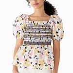 Kate Spade NWT Lilly Blooms Floral Smocked Puff Sleeve Top | size XS Photo 0