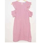 J. McLaughlin J.‎ McLaughlin Pink Striped Ruffle Cold Shoulder Crew Neck Dress Size XL Photo 4