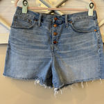 Madewell  Shorts Womens Size 32 Blue Raw Hem Button‎ Fly Denim Med Wash Stretch Photo 0