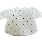 CELINE Chip Clip Women’s White Blouse with Red Floral Embroidery Photo 0