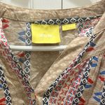Maeve  Anthropologie Sunset District Aztec Beige and Blue Geometric Blouse Small Photo 5