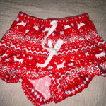 Red Reindeer Pajama Ruffle Shorts Size L Photo 0