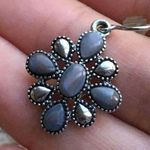 CHAPS Fabulous Silver Tone Dangle Pierced Earrings W Gray Cabochons Photo 1