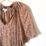 Current Air  Los Angeles Tie Pleated Floral Midi Dress Tan Size XS Photo 4