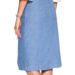 Banana Republic Blue Midi Linen Wrap A-Line Skirt Photo 1