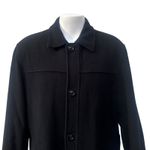 Cole Haan Coat Sz XL Black Wool Cashmere Blend Leather Zip Mid Length Preppy Photo 1