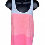 PINK - Victoria's Secret Victoria's Secret PINK Colorblock White/Pink/Coral Racerback Tank Top Medium Photo 0