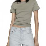 Mango Denim Shorts with Frayed Hem Light Blue Wash Size 10 Photo 1