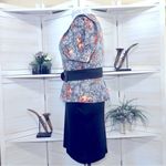 Vintage 80s 90s Floral Paisley Black Pencil Midi Dress Size 12 Petite Photo 5