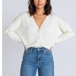 EMERSON FRY Carolyn Cardigan, Ivory Organic, XS White Photo 3