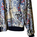 Free People Daytrip Blue Red Tan White Printed Bomber Jacket Large OB548451 Photo 6