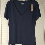 J.Crew NWT  Womens Navy Vintage Cotton V Neck Tshirt‎ Small Photo 0