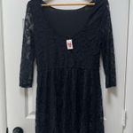 NEW! Black lace skater short dress Size L Photo 5