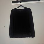 St. John  Sweater Black Lace Crochet Back High Low Size P Small Long Sleeve Photo 1