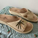 Tommy Bahama NEW Linen Arch Support Tropical Palm Tree Embroidered Sandals Photo 2