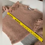 ZARA  Camel Tan Ruffle Shoulder Crewneck Cropped Sweater Size Medium Photo 8