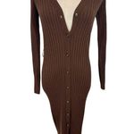 Rouje Marielle Merino Wool Ribbed Button Front Midi Dress Duster Cardigan 34/US2 Brown Size XS Photo 3