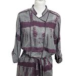 Tuckernuck  Antik Batik Belted Shirt Dress Women’s Large Purple Gray Tie Dye Photo 2