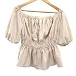 Dorose Off Shoulder Ruffle Top Neutral Milkmaid Size M Photo 5