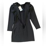 ZARA NWT Black Puff Sleeve Mini Dress Black Long Sleeve Mock Neck Womens Medium Photo 4