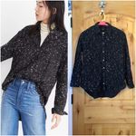 Madewell Oversized Ex-Boyfriend Black White Stars Button Up Shirt Photo 10