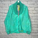 Casual Isle Vintage  Reversible Windbreaker Pastel Teal Floral Size L 90s Nylon Photo 1