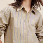 Banana Republic  Neutral Stripe Long Sleeve Oversized Button Up Blouse Sz.M NWT Photo 0