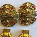 2 Pairs Clip Ons Vintage Gold Tone & Enamel Stars & Hoops Earrings Photo 1
