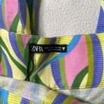 ZARA Retro Printed Linen Blend Flared Trousers Photo 6