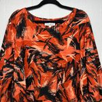 Emily Daniels Colorful Top Womens 3X Stretch Modest Career Workwear Art to Wear Orange Photo 2