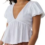 Free People Smocked Open Back Peplum Cotton Top Photo 0