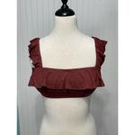Eberjay Eberjey Jane Solid Port Ruffle Sleeve Bikini Top Swimsuit Burgundy Red Large Photo 2