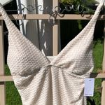 Splendid  Ivory Plunge Crochet One-piece Swimsuit L Photo 1
