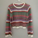 Lush Clothing NWT Lush Stripe Pointelle Crop Sweater in Ivory Multi Photo 1