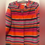 Elementz Kim Roger Petite Blouse with Adjustable Sleeves Red Orange Black Stripe Size PXL Photo 1