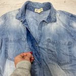 Anthropologie  Cloth & Stone Distressed Split Back Chambray Button Down Denim Photo 4