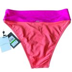 DKNY Pink Magenta Colorblocked High-Waisted Bikini Bottoms Large NWT Photo 1